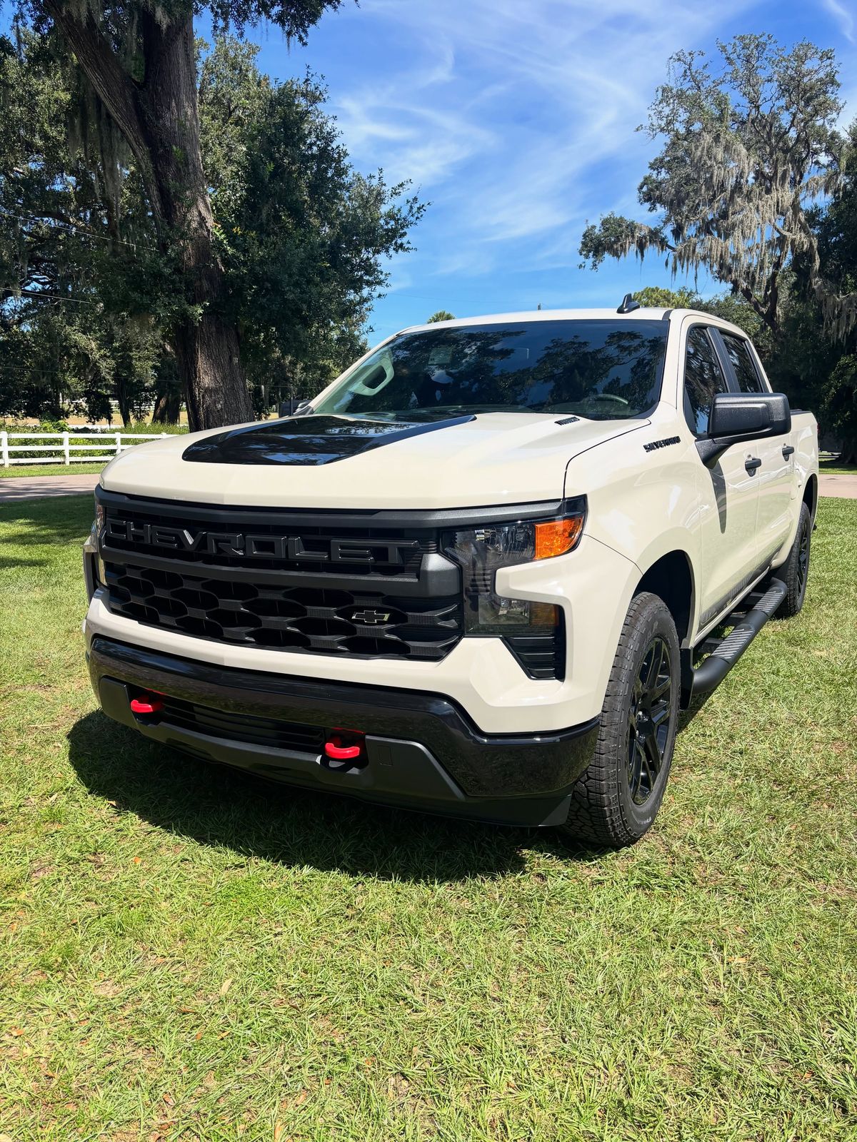 Chevrolet Silverado with a wrapped hood